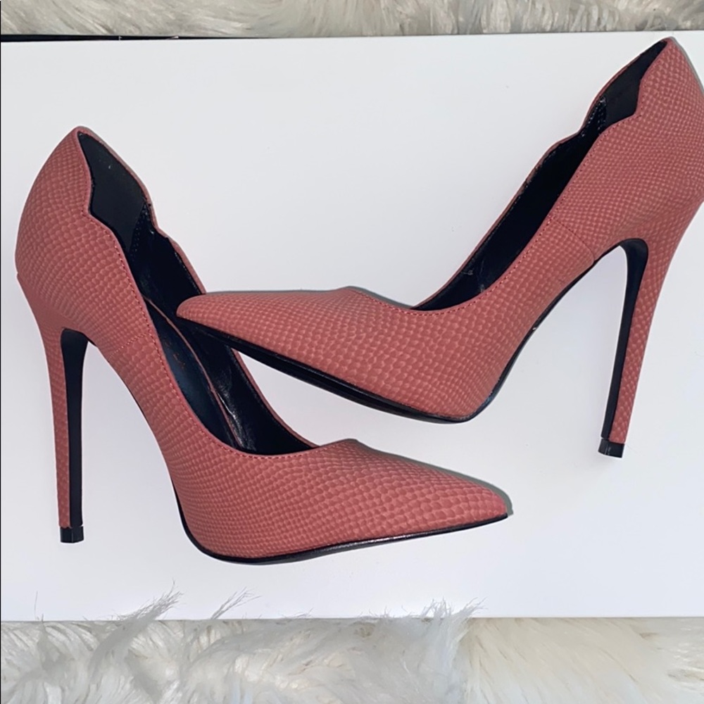 Coral heels snake print heels